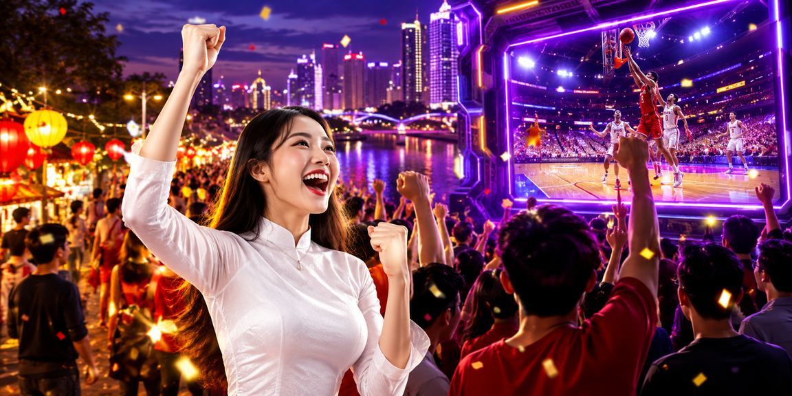 Người dùng Hà Nội theo dõi kết quả bóng rổ và đặt cược thể thao trên điện thoại trong trang phục áo dài