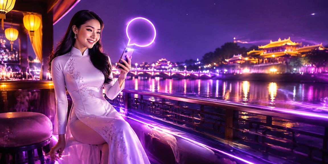 Không khí lễ hội Huế với trang phục áo dài truyền thống bên cạnh màn hình cá cược thể thao trực tuyến